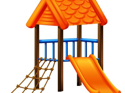 Illustration of a play area at the park on a white background